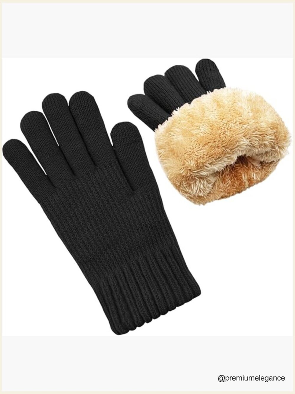 Warm Wool Touch Screen Knit Fleece Lined Gloves for Cold Weather Women's Thermal